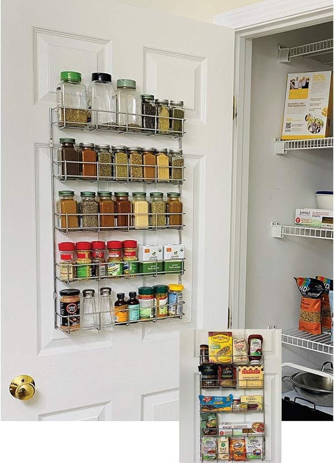 Evelots 5-Tier 40-Jar Hanging /Wall-Door Mount/Pantry Door Spice Rack/Large Spice Rack Organizer for Cabinet Door