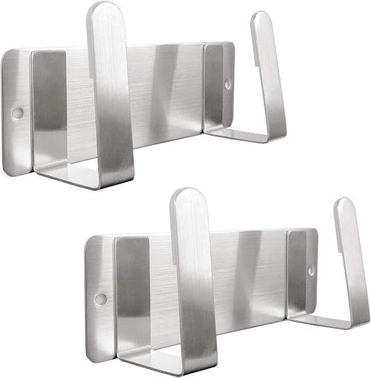 Pot Lid Rack, Wall Mounted 304 Stainless Steel Pan Lid Organizer Holder, 3M Self Adhesive, Kitchen Cooking Utensil Tool (Silver, Set of 2)