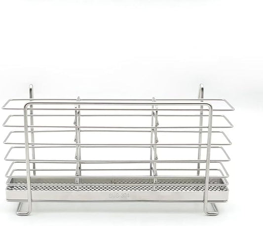 Utensil Holder, 304 Stainless Steel Rust Free Cutlery Utensil Holder, 3 Divided Compartments Silverware Organizer Rack, with Hooks Removable Drying Rack for Kitchen Organization(Silver)