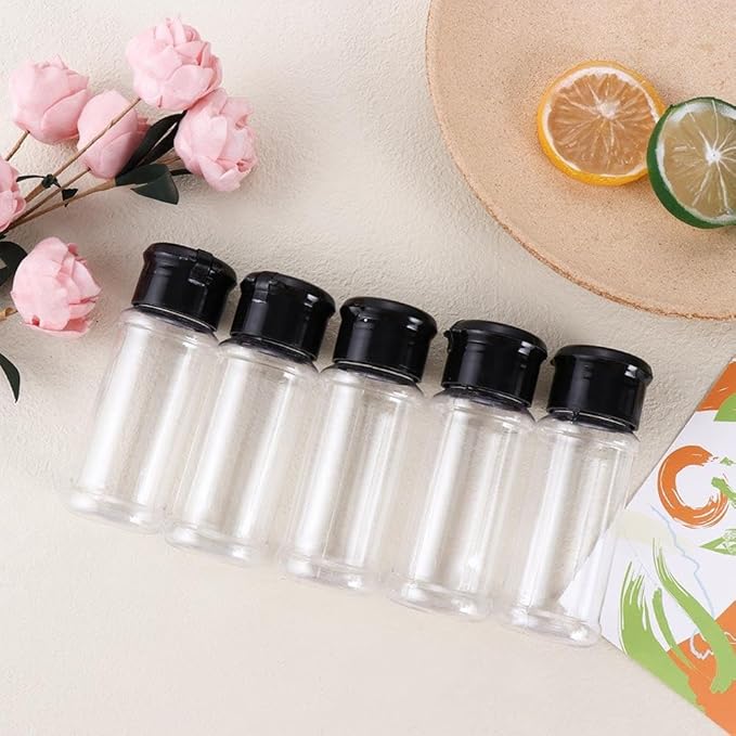 5 Pcs Plastic Spice Jars/Bottles, 3.5 Oz Spice Containers BPA free with Black Cap, Perfect for Storing Spice, Herbs and Powders