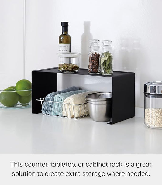 Yamazaki Home Tower Stackable Kitchen Rack - Storage Organizer Counter Shelf - Small - Steel - Stack Up To Two