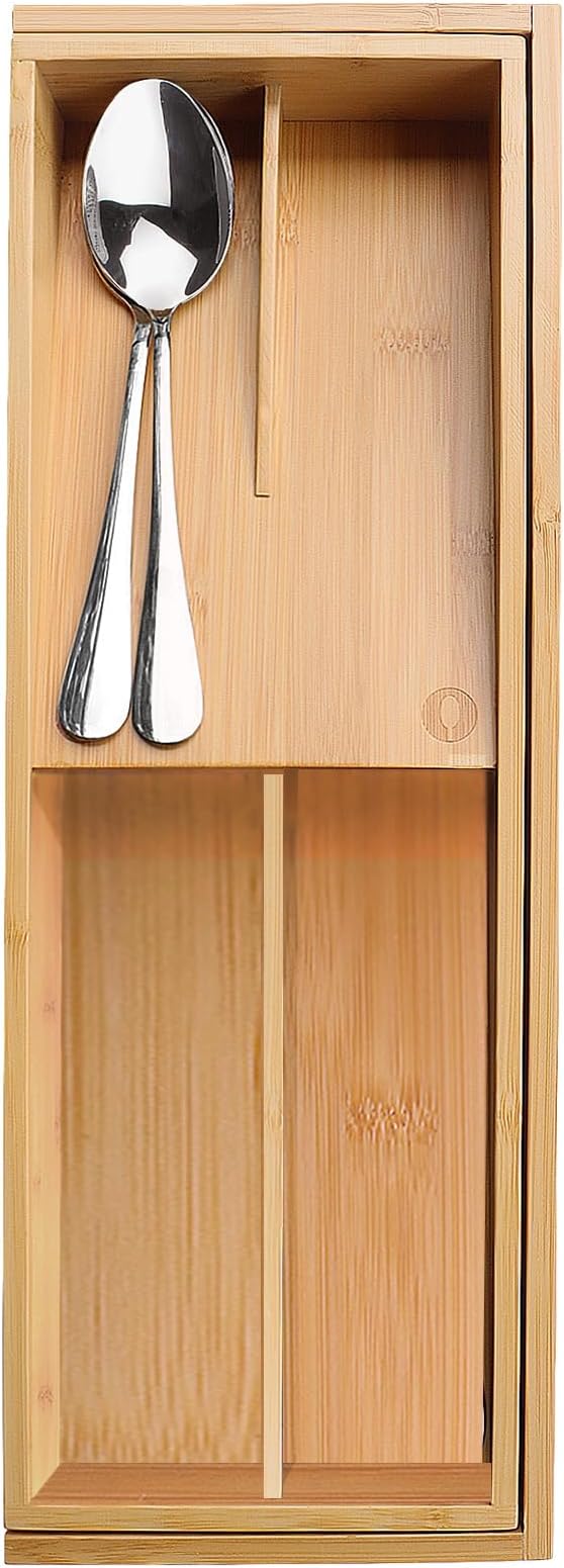 Expandable Bamboo Kitchen Drawer Organizer - Silverware Organizer - Utensil Holder and Cutlery Tray for Flatware Organizers and Kitchen Utensils