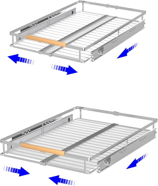Pull Out Drawer Cabinet Organizer, Expandable Slide Out Storage Shelves - Heavy Duty, Durable and Smooth Slide-Out, 2Pack, S: Cabinet Width: 12.3"~18.5" * Depth: 22.5"