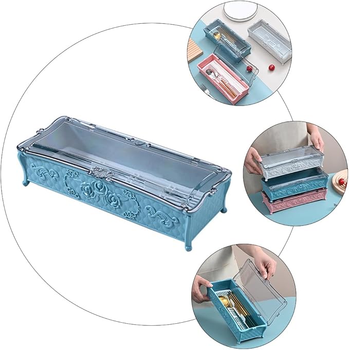 Utensil Organizer for Kitchen Drawers: Silverware Organizer Kitchen Drawer Organizer with Lid Cooking Utensil Tray Cutlery Silverware Flatware Holder for Forks(Random Color)