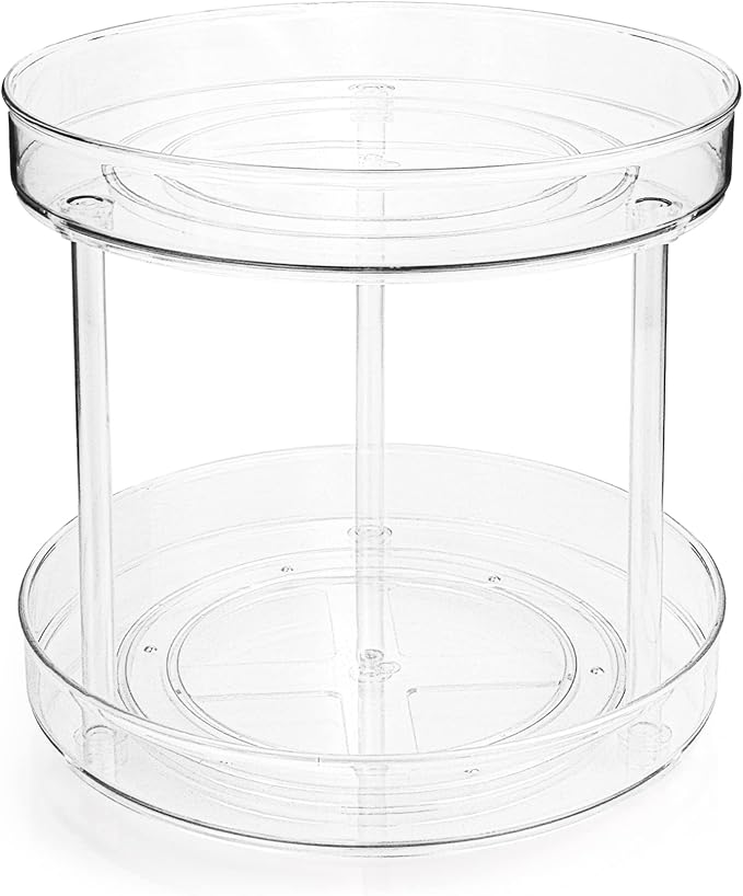 Lazy Susan Turntable Organizer for Cabinet, 2 Tier Clear Spice Rack for Pantry Lazy Susan Organizer, Kitchen, 11 inch