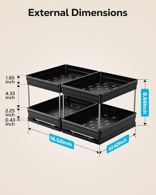 Nieifi Vertical Spice Rack Pull Out-Spice Racks for Inside Cabinets-8-1/4 inch Wide-Suitable for Cabinets Larger Than 12 inches High-Seasoning Kitchen Organizer-8.26" W x 10.6"D x 8.7"H-2 Pack-2 Tier