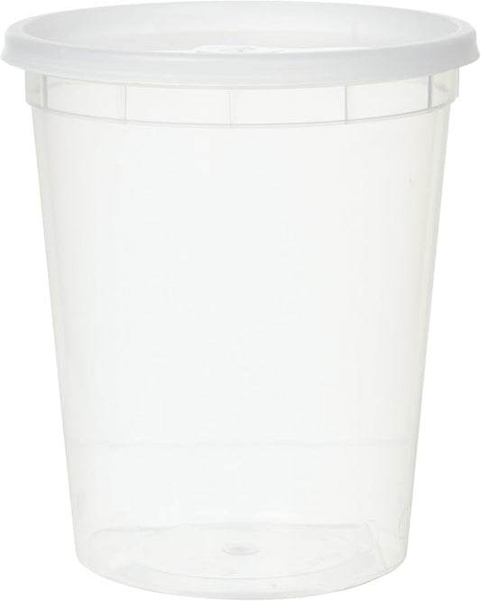 YW Plastic Soup Food Container with Lids (12), 32 oz, 12 Pack, Clear