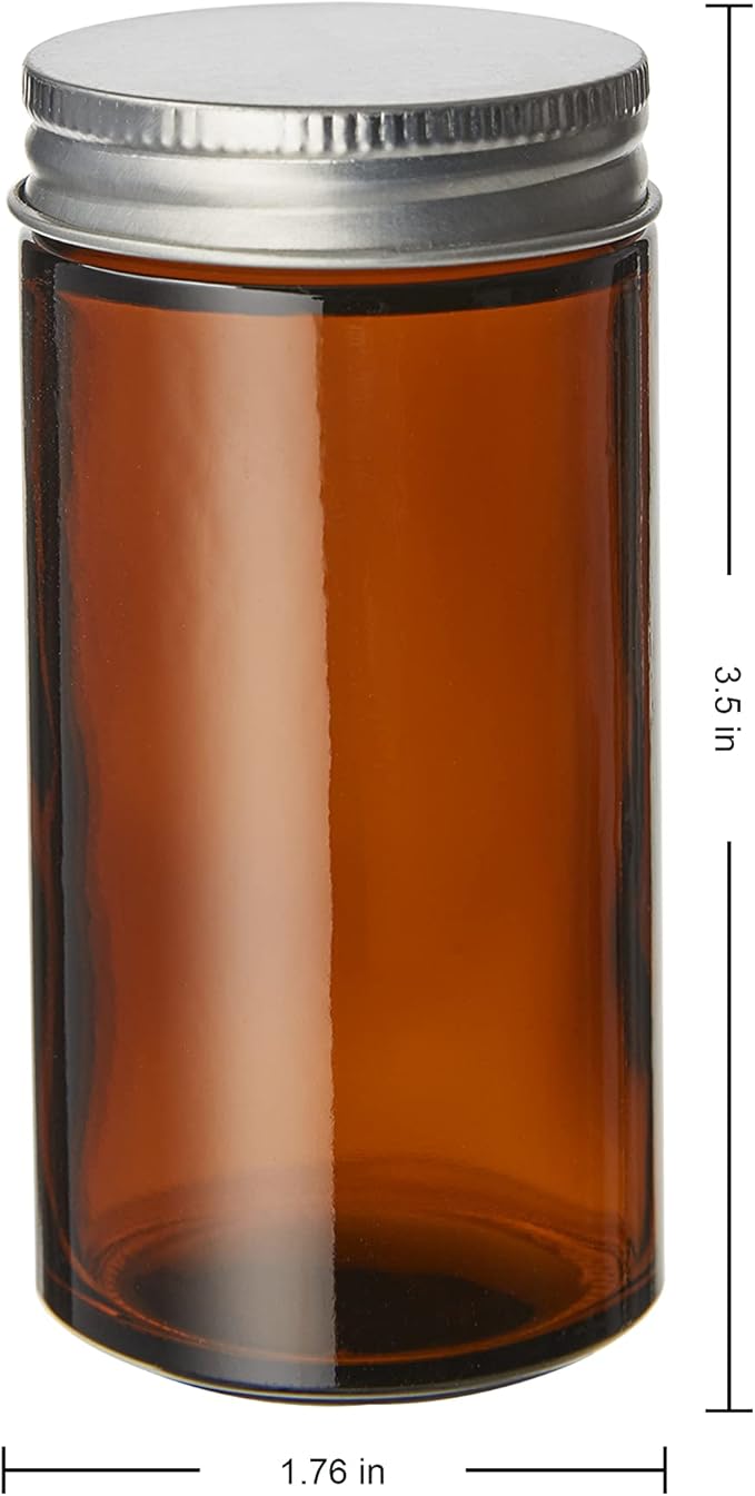 Kamenstein Amber Reusable 3 Oz Jars With Shaker Lids, And Twist-On Caps For Airtight Seals 24 Pk
