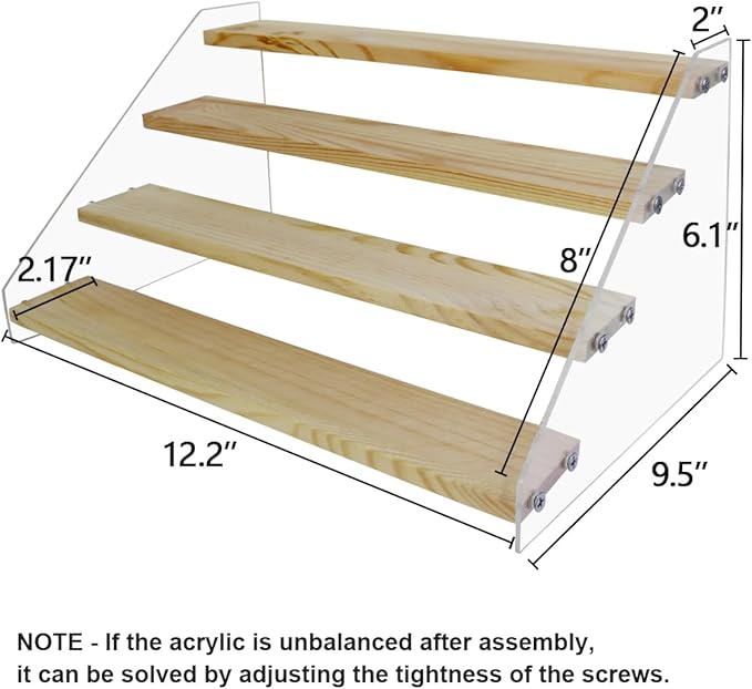 VAEHOLD Spice Rack Organizer for Cabinet & Countertop - Seasoning Organizer Spice Shelf - Space Saving Wooden Display Risers Shelf Showcase Fixtures Jewelry (4 Tier)