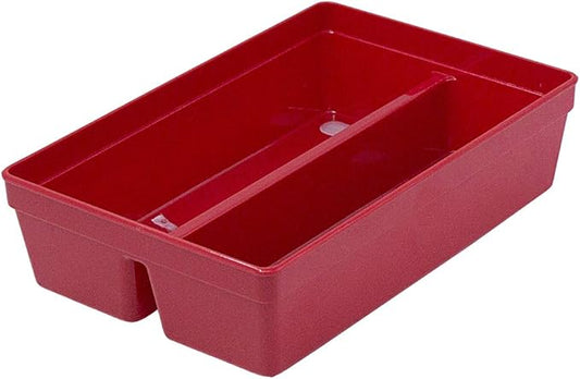 Glad Plastic Drawer Storage Tray – Heavy Duty Organizer Bin for Home, Kitchen, Bath, Bedroom, Office | Non-Slip Feet, Red, 2-Compartment