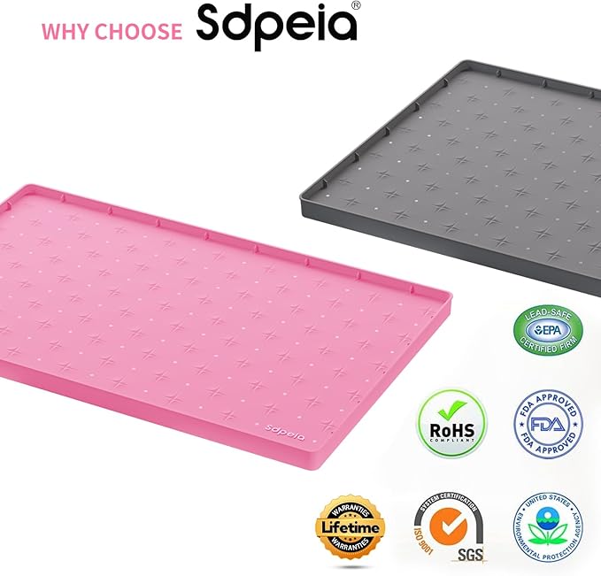 Sdpeia Under Sink Mat for [28" x 19"] Cabinet, Upgraded Silicone Waterproof Mat Kitchen Cabinet Liner Cabinet Protector Kitchen Organizers and Storage