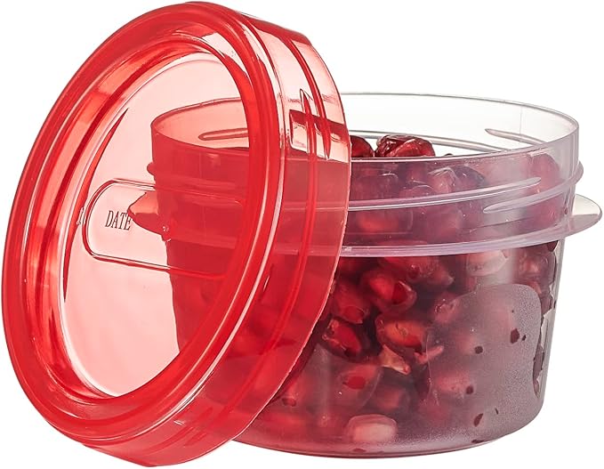 PLASTICPRO 6 Pack Twist Cap Food Storage Containers with Red Screw on Lid- 4 oz Reusable Meal Prep Containers - Small Freezer Containers Microwave Safe Red Plastic Food Storage