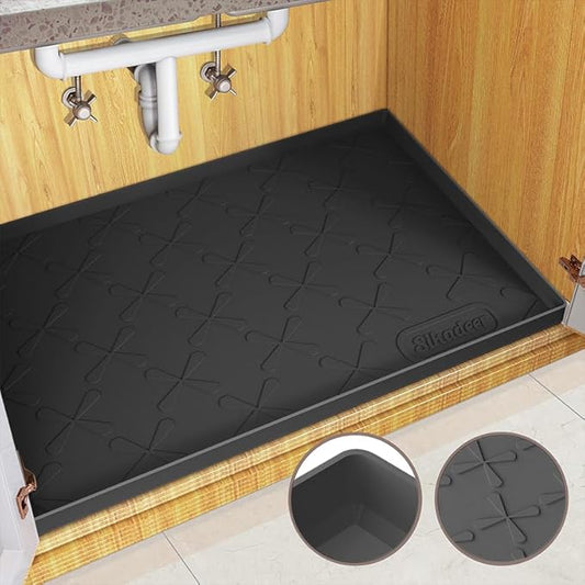 SIKADEER Waterproof Under Sink Mat 19" x 19", Silicone Mat Kitchen Cabinet Liner and Drawer Shelf, Sink Protector for Bathroom Organizers and Storage, Flexible Sink Drip Tray