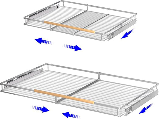 Pull Out Drawer Cabinet Organizer, Expandable Slide Out Storage Shelves - Heavy Duty, Durable and Smooth Slide-Out (2, Cabinet Width: 23"~40" * Depth: 22.5")
