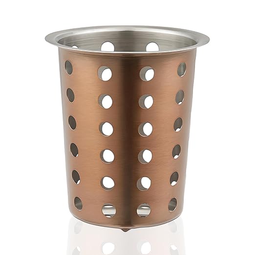 OCS Parts Stainless Steel Utensil Drying Cups | Copper | Perforated Kitchen Flatware and Silverware Holder