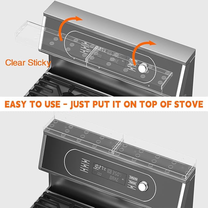 30" Acrylic Stove Top Shelf for Kitchen Stove, Floating Shelves for Wall, Over Stove Shelf for Back of Stove, Space-Saving Spice Rack, Two Mounting Options, Heat-Resistant & Durable