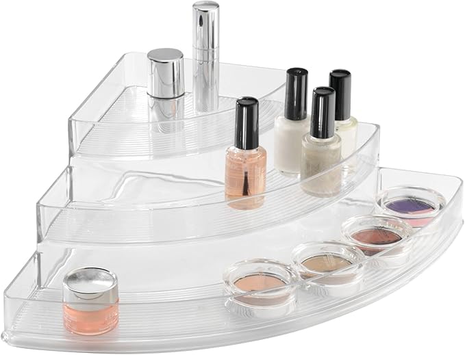iDesign Corner Spice Rack Organizer for Countertop, Pantry, or Cabinet - Set of 2 - Clear
