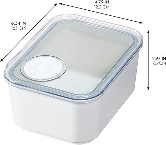 InterDesign iDesign Recycled Plastic Small Dry Goods Kitchen Canister with Airtight Lid – 6.34" L x 4.79” W x 2.97” H, White