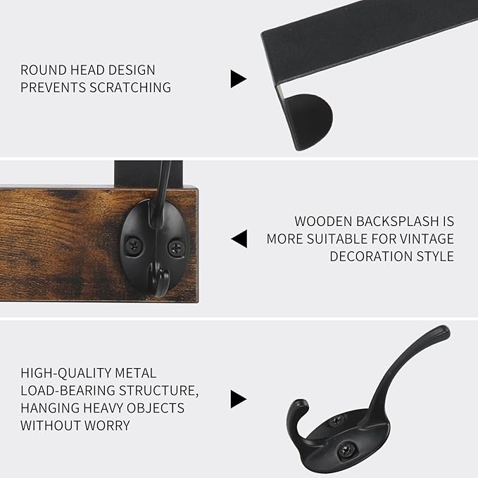 YINMIT Over The Door Hooks, Wooden Door Hanger, Door Hanger Hook, Over The Door Towel Rack, Door Coat Hanger, Door Coat Rack, Door Hooks for Hanging Towels, Clothes, Hats