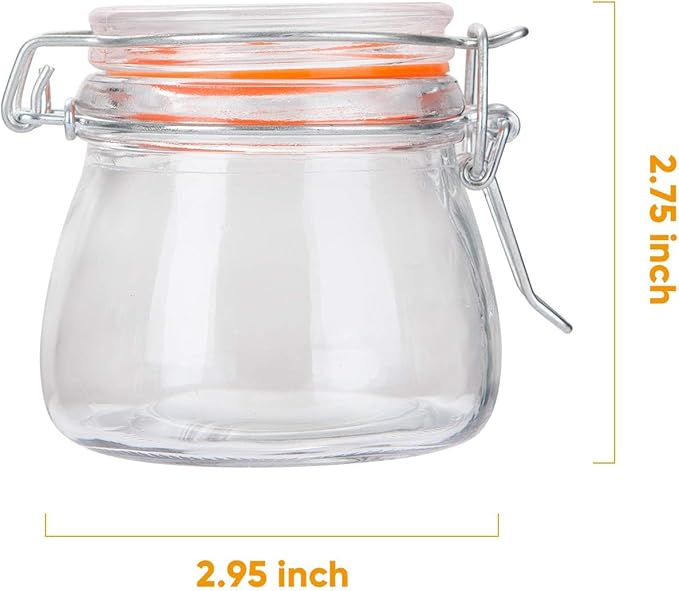Encheng Small Glass Jars With Airtight Lids, Glass Spice Jars 5 oz,Maosn Jars With Leak Proof Rubber Gasket 150ml,Glass Storage Containers With Hinged Lid,Mini Kitchen Canisters 24 Pack