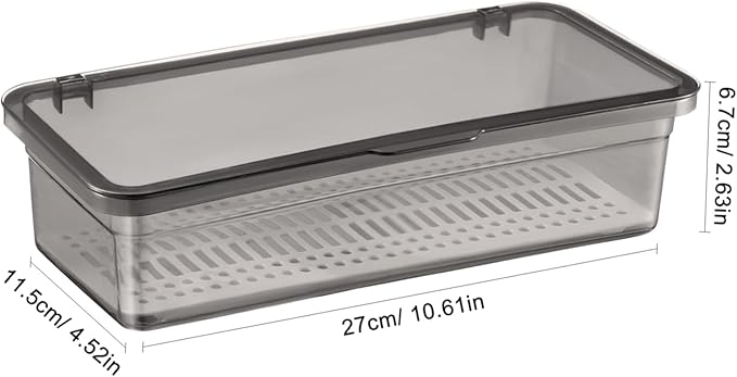 3PCS Flatware Tray with Lid and Drainer,Clear Utensil Drawer Organizer with Lid Covered,Stackable Cutlery Drawer Organizer Plastic Silverware Holder to Keeps Your Cutlery Organized and Protected