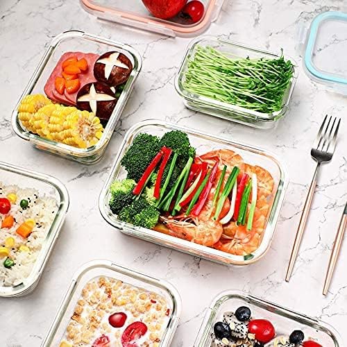 [10-Pack Glass Meal Prep Containers with Lids, Food Storage Containers with Snap Locking Lids, Airtight Lunch Containers, Microwave, Oven, Freezer and Dishwasher