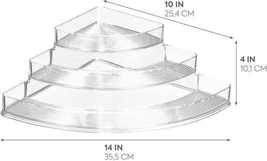 iDesign Recycled Plastic 3-Tier Stadium Spice Rack Organizer for Kitchen, Fridge, Freezer, Pantry and Cabinet Organization, The Linus Collection – 14" x 10" x 4", Clear (Pack of 2)