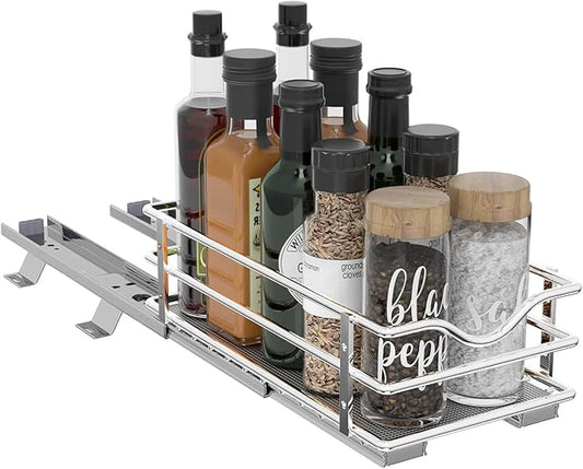 OCG Pull Out Spice Rack Organizer（4.9" W x 10.4" D） for Cabinet, Slide Out Seasoning Organizer Fits Spices, Sauces, Cans etc