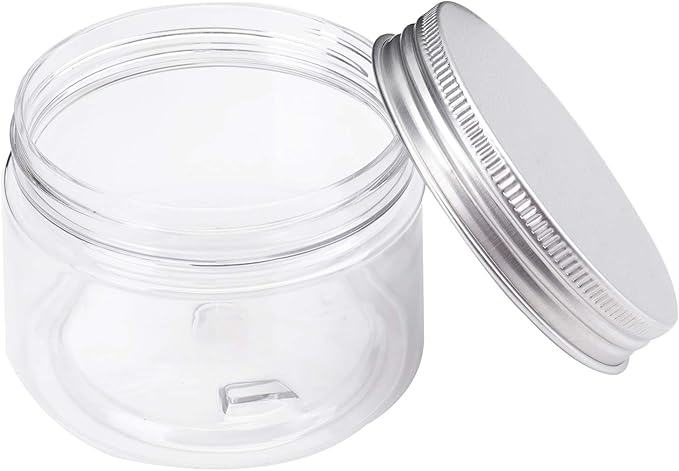 Bekith 20 Pack 4 Ounce Clear Plastic Storage Jars Containers With Screw-on Lids, Refillable BPA Free Small Round Slime Containers for Kitchen & Household Storage