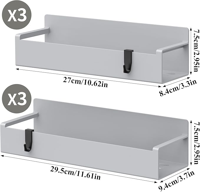 6 Pack Magnetic Spice Rack Organizer for Refrigerator and Oven, Silver Fridge Organizers and Storage for Kitchen