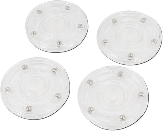 4Pcs 3-Inch Plastic Turntable Acrylic Turntable Organizer Bearings Hardware for Kitchen Spice Rack Table Cake (Clear)
