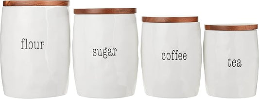 Certified International Corp It's Just Words 4 Piece Canister Set with Wood Lids, Multicolor