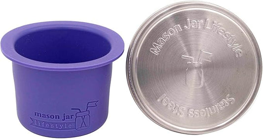 Mason Jar Lifestyle Divider Cup For Salads, Dips, and Snacks. Plastic Free Bento Lunch Container(Ultra Violet, Wide Mouth)