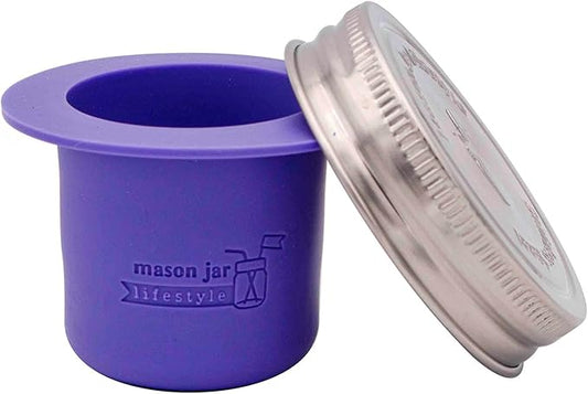 Mason Jar Lifestyle Divider Cup For Salads, Dips, and Snacks. Plastic Free Bento Lunch Container (Ultra Violet, Regular Mouth)