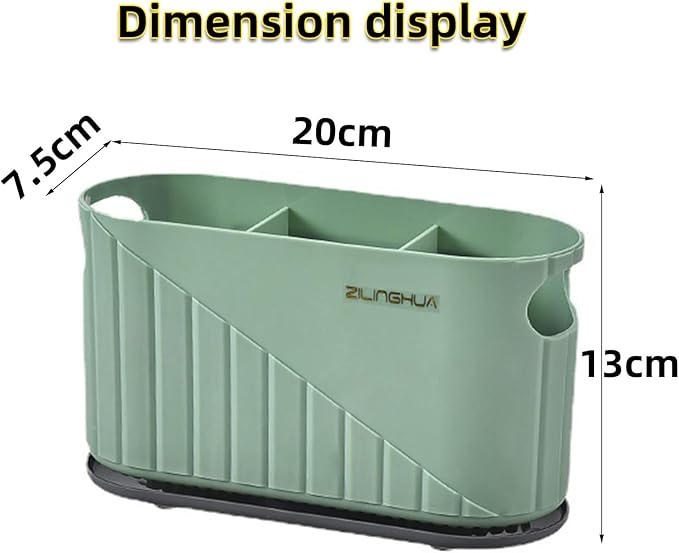 Kitchen Cutlery Drainer Utensil Holder Cutlery Storage Box Wall-Mounted Tableware Storage Holder Utensil Caddy Flatware Organizer Countertop (Green)