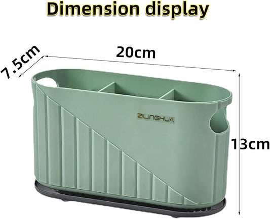Kitchen Cutlery Drainer Utensil Holder Cutlery Storage Box Wall-Mounted Tableware Storage Holder Utensil Caddy Flatware Organizer Countertop (Green)