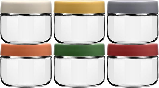 8oz Glass Jars with Lids 1 Cup Small Food Containers for Chia Pudding Jam Snack Yogurt Overnight Oats Candy,6-Pack