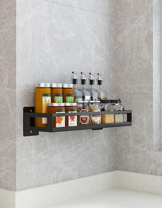 Kitchen Wall-mounted Spice Holder – Spice and Sauce Bottle Storage – Hanging Spice Rack and Organizer