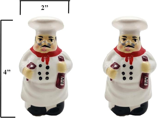 Tuscany Colorful Plump Bistro Chef Hand Painted Salt & Pepper Shakers, Kitchen Décor