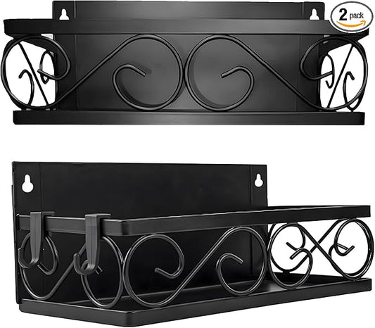 Magnetic spice Rack, Stronger Magnet with Wall Mount Option. 4 Removable Hooks, Perfect Space Saver for Kitchen- for Holding Spices, Jars, Bottle, cans (Pack of 2)