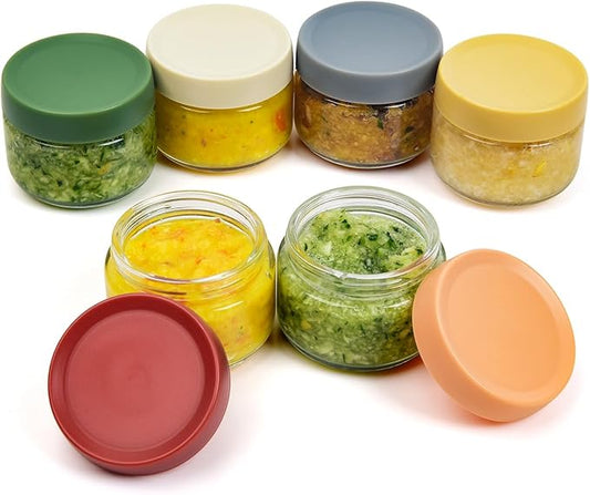 2 oz Glass Dressing Containers To Go Sauce Cups Mini Condiment Dip Jars with Lids Lunch Box Accessories,6-Pack