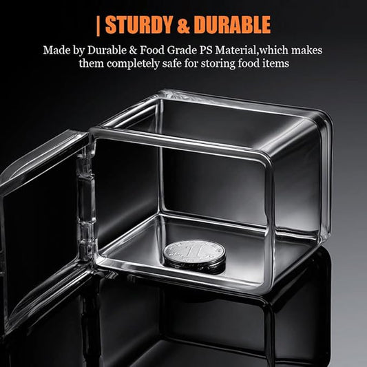 V·RESOURCING Clear Seasoning Box, 3 Pieces Seasoning Rack Spice Pots Storage Container for Spice Salt Sugar Cruet Liquid,Condiment Jars with 3 Spoons