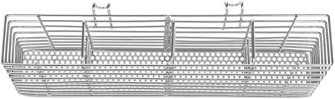 SANNO Utensil Silverware Holder Organizer Hanging Cutlery Organizer Spoon Drying Rack Basket Holder, 4 Divided Compartments Silverware Organizer, Stainless Steel