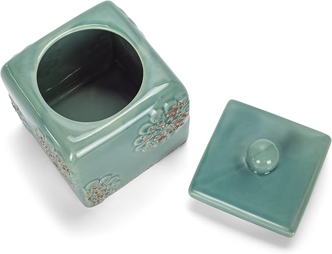 Floral Blue 10, 9, 8 inch Ceramic Food Storage Canisters Set of 3 38993