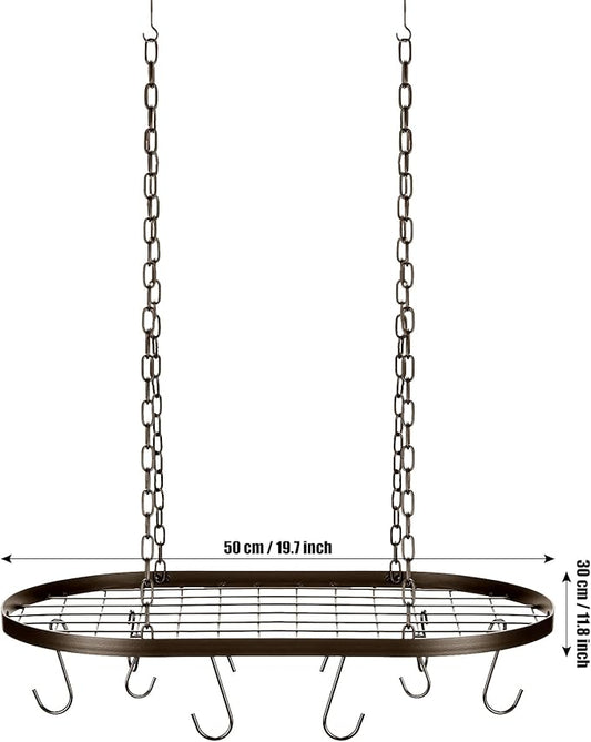 20 Inch Pots and Pans Organizer Hanging Rack Pot and Pan Organizer with 20 S Hooks for Home, Restaurant, Kitchen Cookware, Utensils, Books, Household(Bronze)