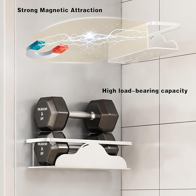 VOLPONE Magnetic Spice Rack for Refrigerator Rust-proof Magnetic Shelf for Fridge with Pen Holder Heavy Duty Seasoning Rack Magnet Oven Organizer Storage Metal (4 Pack, White)