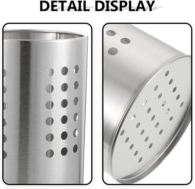 DOITOOL 2PCS Stainless Steel Kitchen Utensil Holders for Countertop Spoon Holder Silverware , Chopsticks Holder Spoon and Fork Holder for Restaurant (12 X 12 X 18CM)