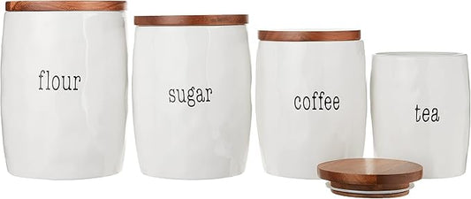 Certified International Corp It's Just Words 4 Piece Canister Set with Wood Lids, Multicolor