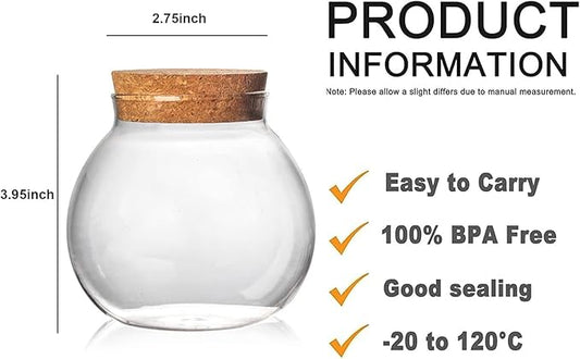 Set of 6 round glass jars with cork lid – 17oz wedding candy jar kitchen jar, perfect for tea, biscuits, cereals, flour, beans, spices, coffee beans etc (6PCS)