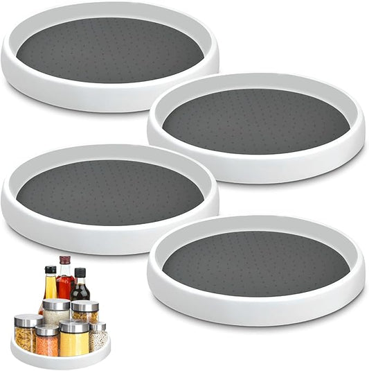 Lazy Susan Organizers, 10'' Set of 4, Non-Skid Lazy Susan Turntable for Cabinet, Pantry Storage, Kitchen, Refrigerator Organizing, Rotating Spice Rack